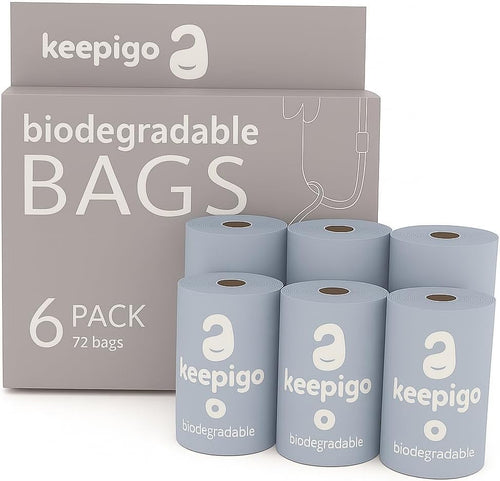 Compostable Disposable Diaper Bags Refills | 6 Rolls, 72 Leak-Proof, XL Biodegradable Baby Poop Bags | Eco-Friendly Diaper Trash Bags for Home, Travel, Pet Waste | Odor-Free,
