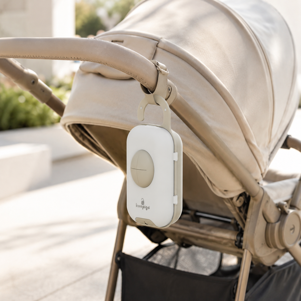 Keepigo| Baby Beige| Diaper Bag Wipe Dispenser | 3-in-1 Portable Diaper Caddy Organizer, Baby Wipe Holder with Disposable Bags | Baby Essentials for Newborns, Toddlers, Travel & Baby Shower Gifts