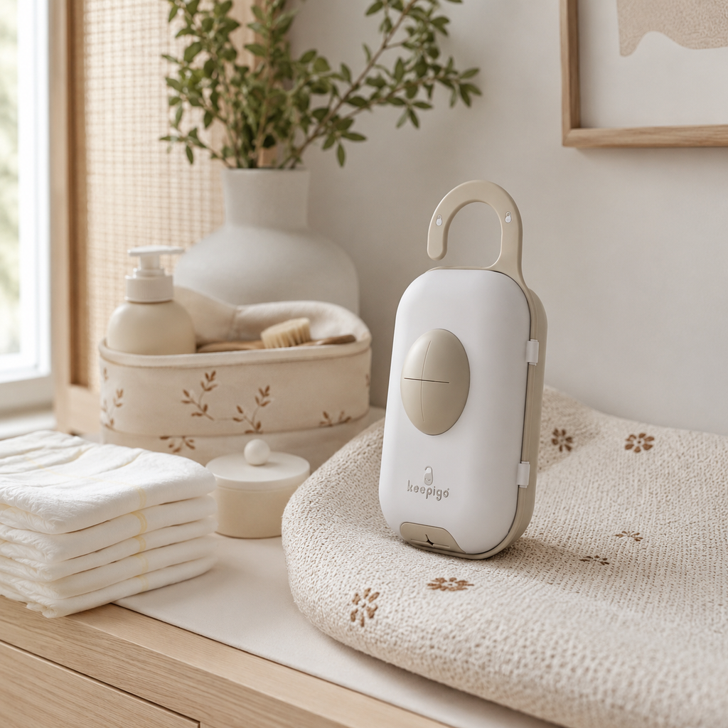 Keepigo| Baby Beige| Diaper Bag Wipe Dispenser | 3-in-1 Portable Diaper Caddy Organizer, Baby Wipe Holder with Disposable Bags | Baby Essentials for Newborns, Toddlers, Travel & Baby Shower Gifts