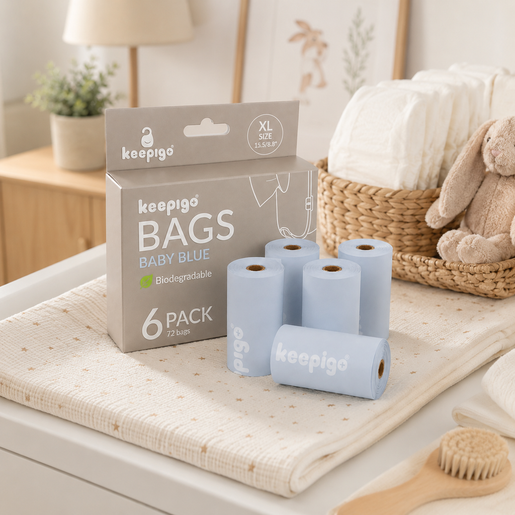 Compostable Disposable Diaper Bags Refills | 6 Rolls, 72 Leak-Proof, XL Biodegradable Baby Poop Bags | Eco-Friendly Diaper Trash Bags for Home, Travel, Pet Waste | Odor-Free