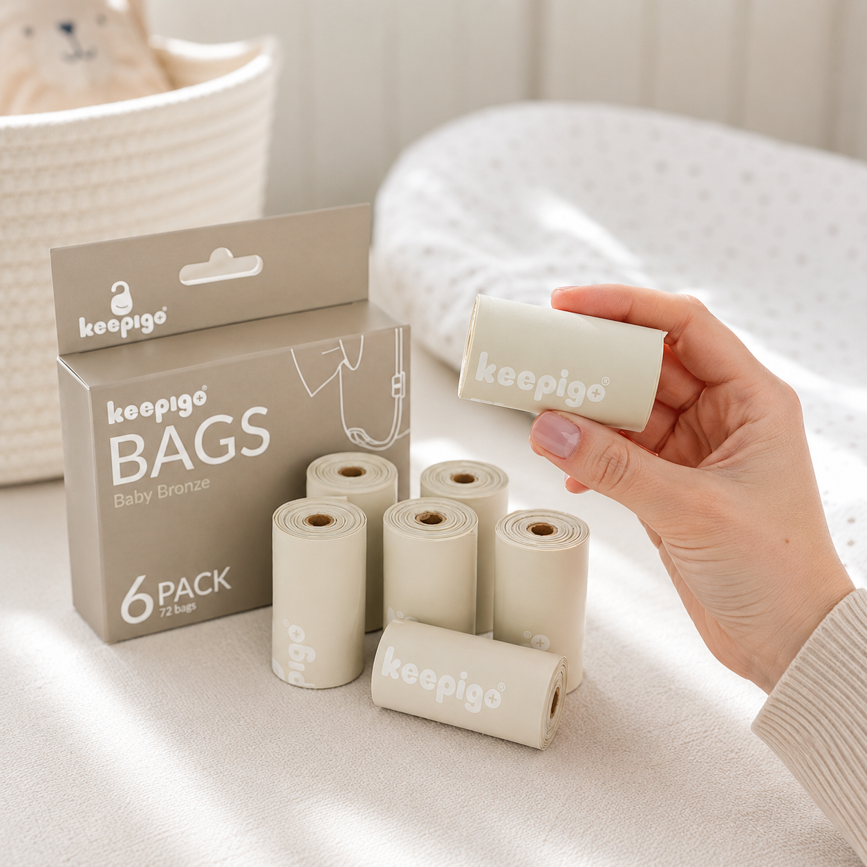 Compostable Disposable Diaper Bags Refills | 6 Rolls, 72 Leak-Proof, XL Biodegradable Baby Poop Bags | Eco-Friendly Diaper Trash Bags for Home, Travel, Pet Waste | Odor-Free