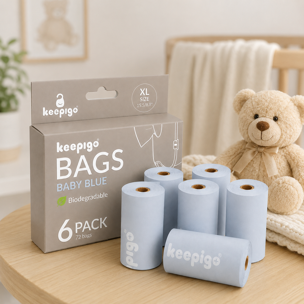 Compostable Disposable Diaper Bags Refills | 6 Rolls, 72 Leak-Proof, XL Biodegradable Baby Poop Bags | Eco-Friendly Diaper Trash Bags for Home, Travel, Pet Waste | Odor-Free
