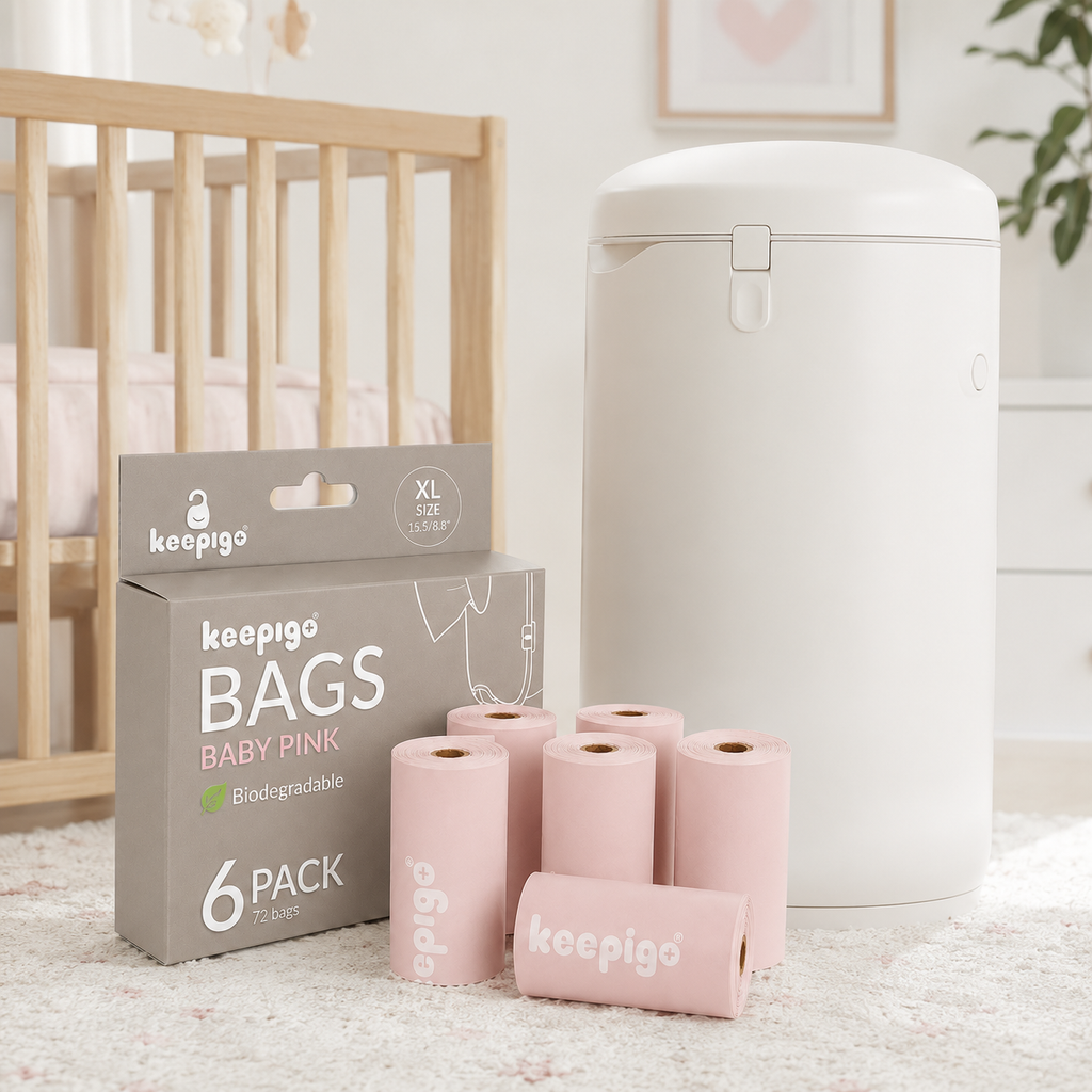 Compostable Disposable Diaper Bags Refills | 6 Rolls, 72 Leak-Proof, XL Biodegradable Baby Poop Bags | Eco-Friendly Diaper Trash Bags for Home, Travel, Pet Waste | Odor-Free