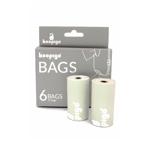 Compostable Disposable Diaper Bags Refills | 6 Rolls, 72 Leak-Proof, XL Biodegradable Baby Poop Bags | Eco-Friendly Diaper Trash Bags for Home, Travel, Pet Waste | Odor-Free,