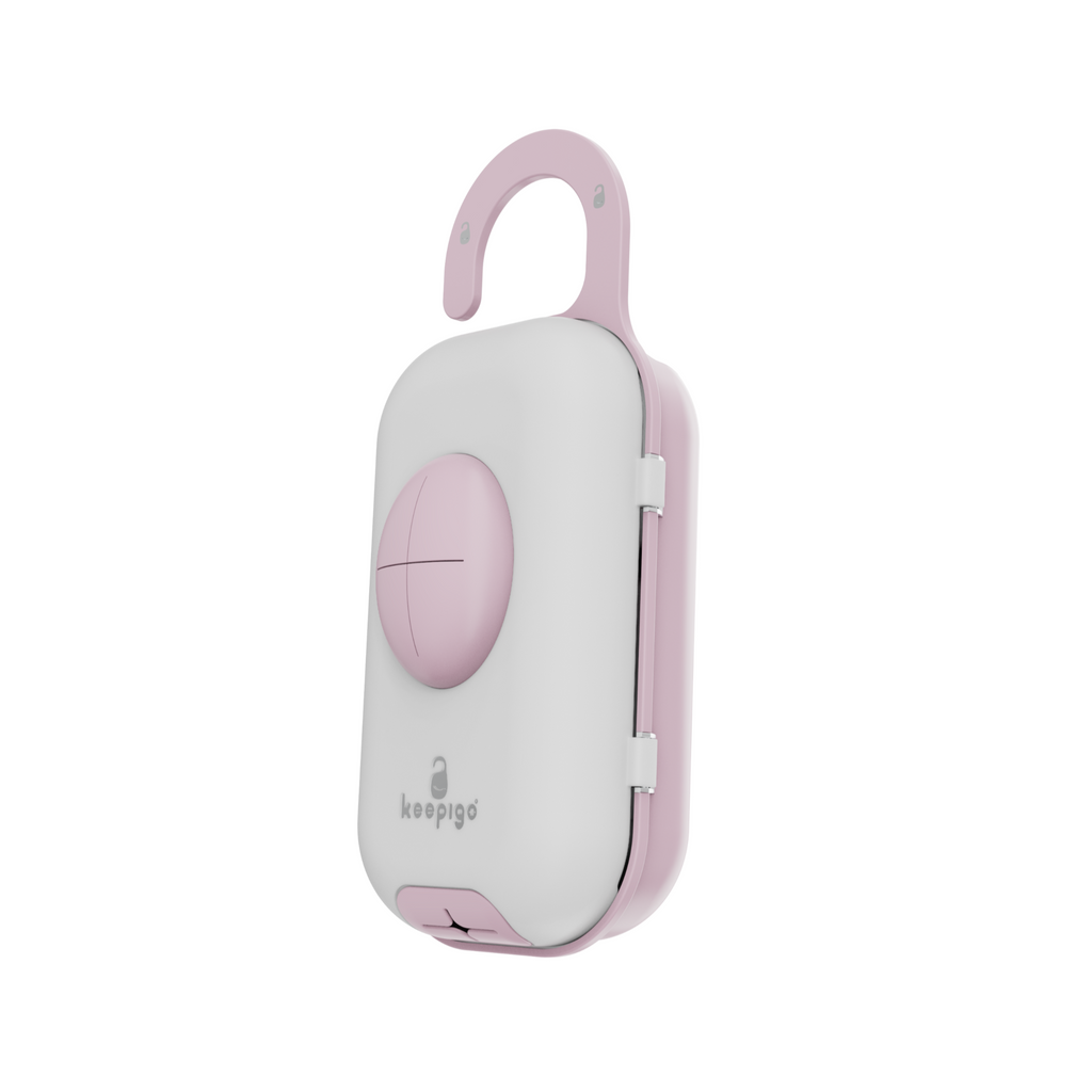 keepigo| Baby pink Diaper Bag Wipe Dispenser | 3-in-1 Portable Diaper Caddy Organizer, Baby Wipe Holder with Disposable Bags | Baby Essentials for Newborns, Toddlers, Travel & Baby Shower Gifts