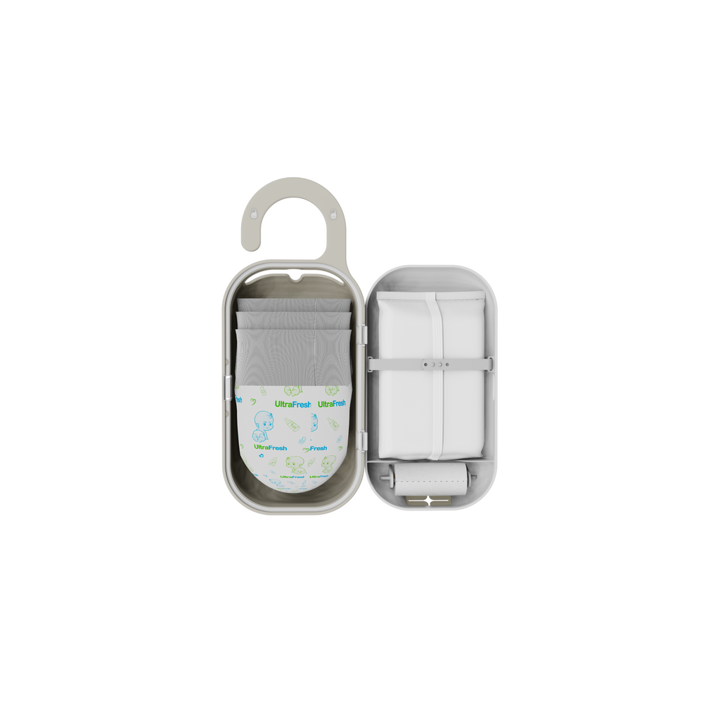 Keepigo beige, Diaper Bag Wipe Dispenser | 3-in-1 Portable Diaper Caddy Organizer, Baby Wipe Holder with Disposable Bags | Baby Essentials for Newborns, Toddlers, Travel & Baby Shower Gifts