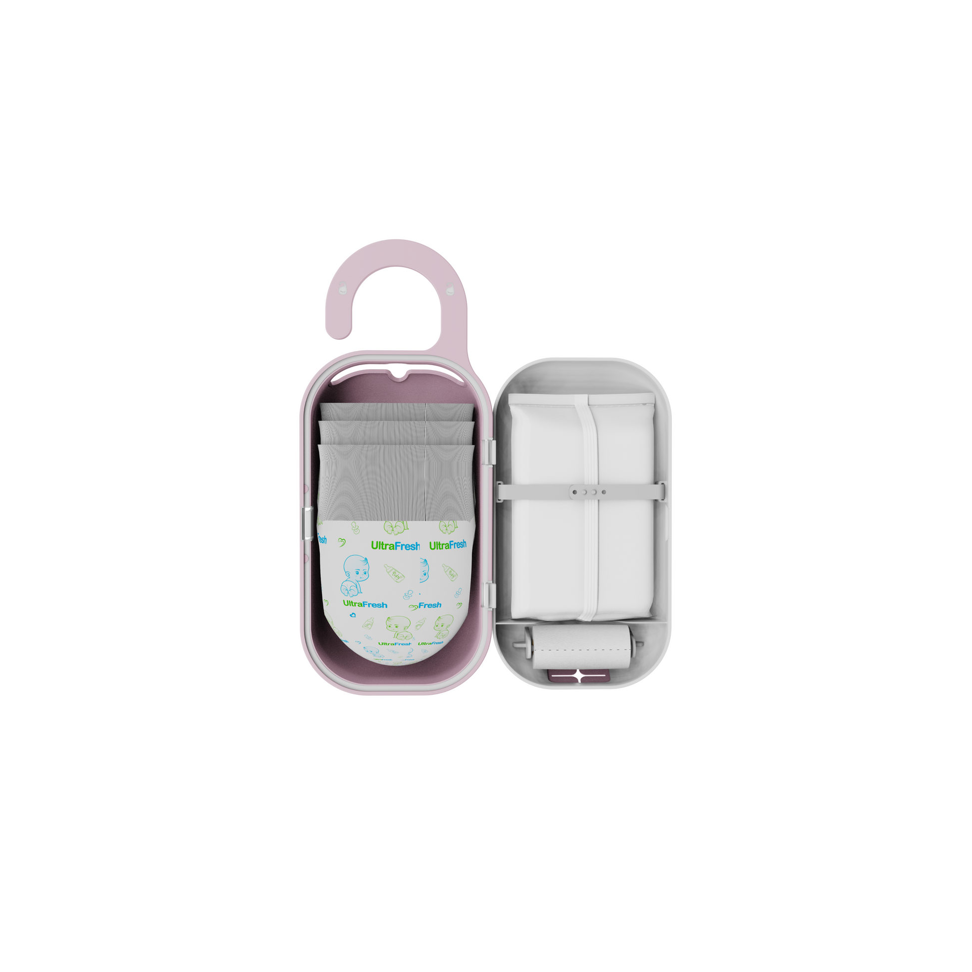 keepigo| Baby pink Diaper Bag Wipe Dispenser | 3-in-1 Portable Diaper Caddy Organizer, Baby Wipe Holder with Disposable Bags | Baby Essentials for Newborns, Toddlers, Travel & Baby Shower Gifts