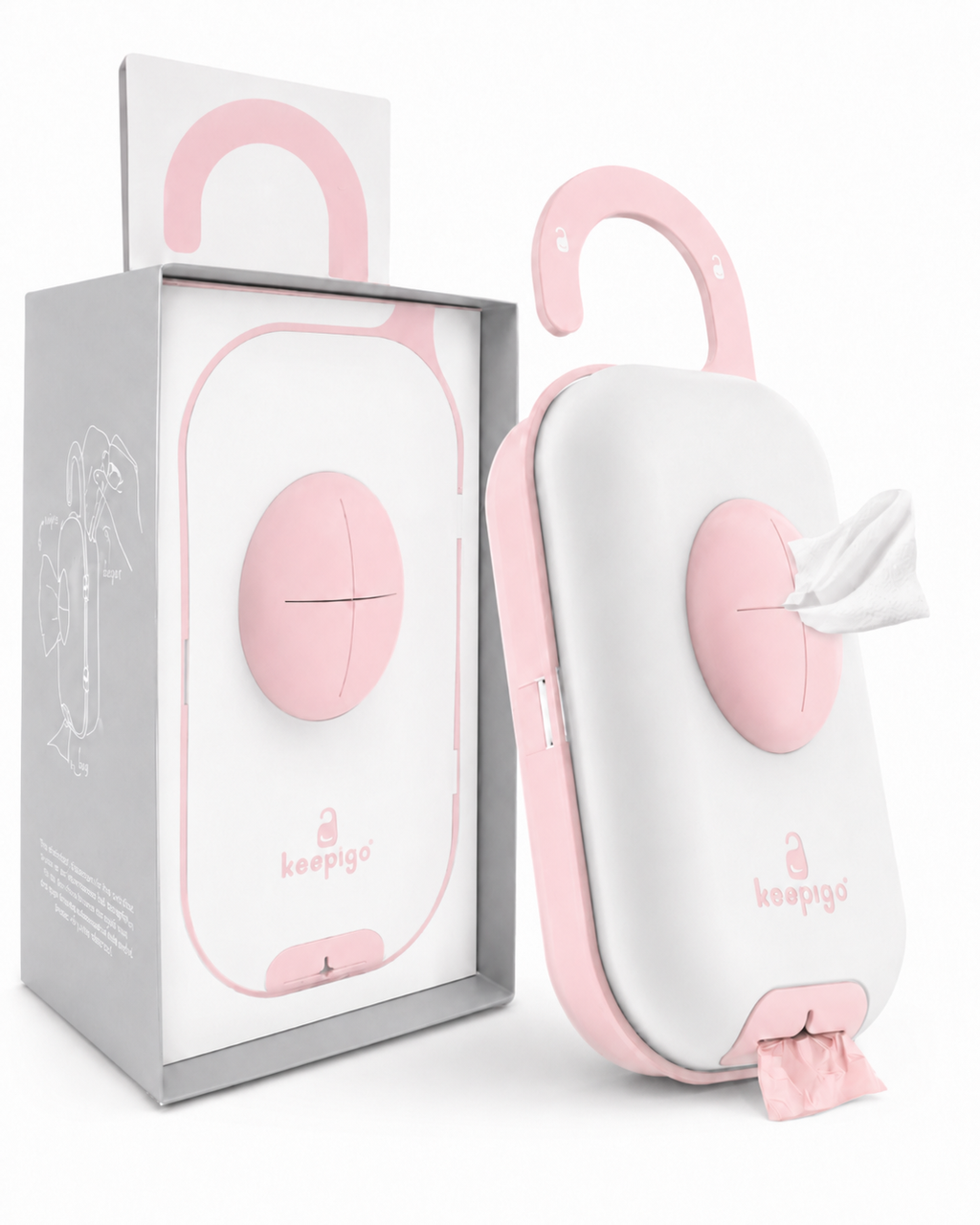 Keepigo| Baby Beige| Diaper Bag Wipe Dispenser | 3-in-1 Portable Diaper Caddy Organizer, Baby Wipe Holder with Disposable Bags | Baby Essentials for Newborns, Toddlers, Travel & Baby Shower Gifts