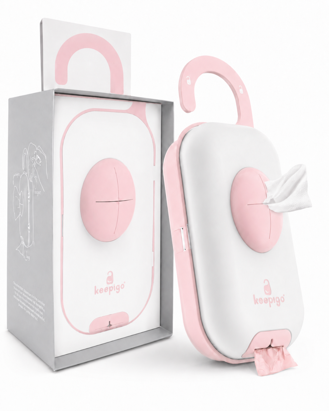 Keepigo| Baby Beige| Diaper Bag Wipe Dispenser | 3-in-1 Portable Diaper Caddy Organizer, Baby Wipe Holder with Disposable Bags | Baby Essentials for Newborns, Toddlers, Travel & Baby Shower Gifts